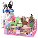Kaiferty Indestructible Dog Toy basket, Medium Toy Box for Dogs,Pet Toy Bin Dog Metal Basket for Toys, Toy Storage Organizer, Living Room Area (Pink)