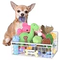Kaiferty Indestructible Dog Toy basket, Small Toy Box for Dogs, Pet Toy Bin Dog Metal Basket for Toys, Dog Toy Storage, Dog Storage Organizer, Cat Dog Toy Box for Living Room Area (White)