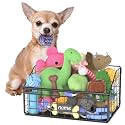 Kaiferty Indestructible Dog Toy basket, Small Toy Box for Dogs, Pet Toy Bin Dog Metal Basket for Toys, Toy Storage Organizer, Cat Toy Box for Living Room Area(Black)