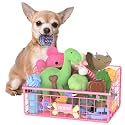 Kaiferty Indestructible Dog Toy basket, Small Toy Box for Dogs, Pet Toy Bin Dog Metal Basket for Toys, Toy Storage Organizer,Dog Toy Box for Living Room Area(Pink)