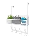 Kaiferty Over The Door Hooks Organizer, Coat Rack Over The Door Storage Hanger Towel Rack, Back of Door Storage Organizer for Bathroom,Bedroom,Kitchen,Office (White, 2-Tier)