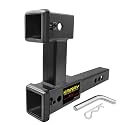 KAIRAY Double Hitch Receiver 2 Inch Trailer Dual Hitch Extension Riser Adapter Fits 2 Inch Receiver Extender to 10 Inch Max Length 7.5 Inch Riser