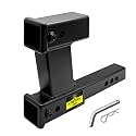 KAIRAY Double Hitch Receiver, 2 inch Trailer Dual Hitch Extension Riser, Hitch Adapter Fits for 2 inch Receiver Extender to 10 inch Max Length, 8 Inch Riser/Drop