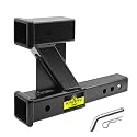 KAIRAY Double Hitch Receiver, 2 inch Trailer Dual Hitch Extension Riser, Hitch Adapter Fits for 2 inch Receiver Extender to 10 inch Max Length, 8 Inch Riser/Drop