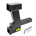 KAIRAY Trailer Dual Hitch Extender Adapter with 2-inch & 8-inch Riser/Drop, fit for 2" Receiver, 2-inch Solid Shank, 10000lbs Towing Capacity