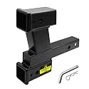 KAIRAY Trailer Dual Hitch Extender Adapter with 2-inch & 6-inch Riser/Drop, fit for 2" Receiver, 2-inch Shank, 10000lbs Towing Capacity