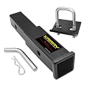 KAIRAY Trailer Hitch Extender, 2 Inch Receiver Tue Extension, 7 Inch Extension Length, with Anti Rattle Stabilizer &amp; 5/8 Inch Hitch Pin and Clips, 3500 lbs GTW
