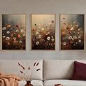 KAIRNE Moody Colorful Wildflower Framed Canvas Wall Art Set,Vintage Daisy Floral Wall Decor,Watercolor Flowers Art Prints,Rustic Botanical Artwork for Living Room,Bedroom,Farmhouse,Office-24 x36 x3