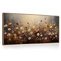 KAIRNE Moody Colorful Wildflower Framed Canvas Wall Art Set,Vintage Daisy Floral Wall Decor,Watercolor Flowers Art Prints,Rustic Botanical Artwork for Living Room,Bedroom,Farmhouse,Office-40 x20 x1