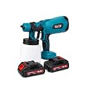 KAITO 21V Cordless Paint Sprayer | 800W HVAC Spray Gun with ABS Plastic Body & 1000ml Container | Includes 2 x 2.5Ah Lithium-Ion Batteries & Charger | for Walls, Doors & Furniture Green-Black