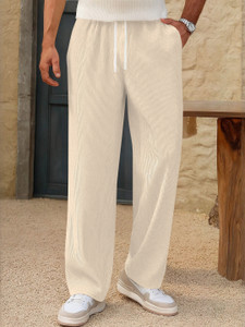 KAJARU Loose Fit Men Beige Trousers