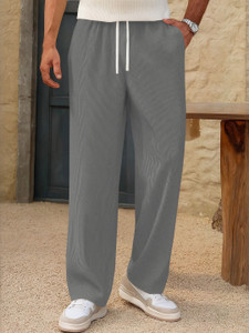 KAJARU Loose Fit Men Grey Trousers