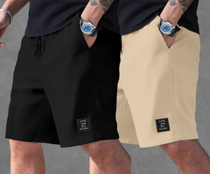kajaru self design men black beige regular shorts