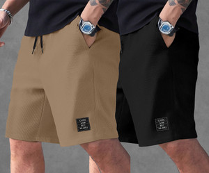 kajaru self design men brown black regular shorts