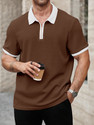KAJARU Self Design Men Zip Neck Brown