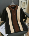 KAJARU Striped Self Design Men Polo Neck