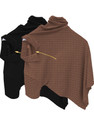 KAJARU Self Design Men Zip Neck Black