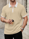 KAJARU Self Design Men Zip Neck Beige