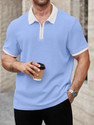 KAJARU Self Design Men Zip Neck Blue