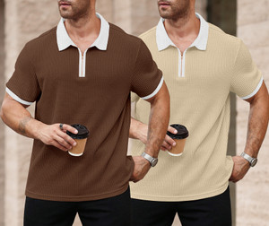 KAJARU Self Design Men Zip Neck Brown