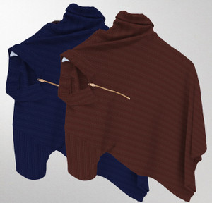 KAJARU Self Design Men Zip Neck Blue
