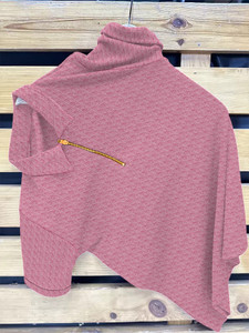 KAJARU Self Design Men Zip Neck Pink