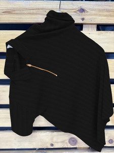 KAJARU Self Design Men Zip Neck Black