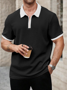 KAJARU Self Design Men Zip Neck White