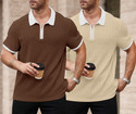 KAJARU Self Design Men Zip Neck Brown