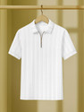 KAJARU Self Design Men Zip Neck White