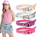 Kajeer Kids Belt for Girl,Leather Belt Heart Circle Hole Youth Toddler Belt