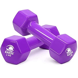 kakss cast iron vinyl coated dumbbells violet 1kg2pc