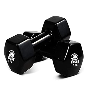 kakss cast iron vinyl coated dumbbells blk 5kg