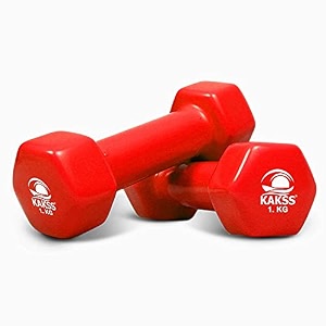 kakss cast iron vinyl coated dumbbells 11 2kg red