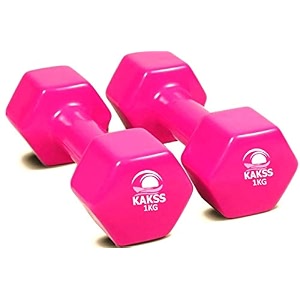 kakss cast iron vinyl coated dumbbells 11 2kg pink