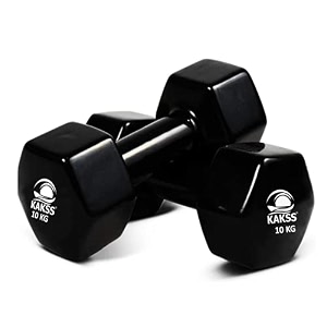 kakss vinyl dumbbells set 10kg pair 2 x 10kg black dumbbell weights hand weights set for women and men gym weights for home gym equipment and fitness training strength workouts