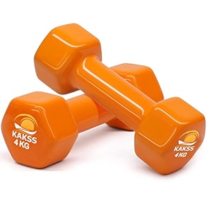 kakss cast iron vinyl coated dumbbells 4  4  8 kg