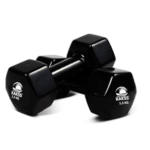 kakss cast iron vinyl coated dumbbells 15 kg pair black