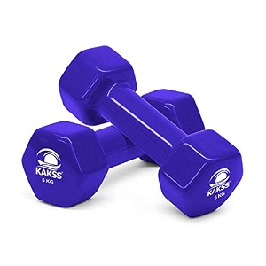 kakss cast iron vinyl coated dumbbells 5  5  10 kg