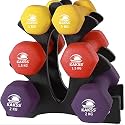 Kakss Cast Iron Vinyl Coated Dumbbells (Dumbbell With Stand(1kg+1.5kg+2kg))