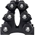 Kakss Cast Iron Vinyl Coated Dumbbells (STAND WITH DUMBBELLS(1kg+2kg+3kg) COLOR BLACK)