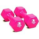 Kakss Cast Iron Vinyl Coated Dumbbells (1+1 =2KG Pink)