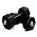 KAKSS Vinyl Dumbbells Set, 10kg Pair (2 x 10kg) Black Dumbbell Weights, Hand Weights Set for Women and Men, Gym Weights for Home Gym Equipment and Fitness Training, Strength Workouts
