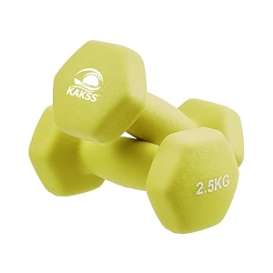 kakss neoprene dumbbells set 5kg 2 x 25kg green hex dumbbells with easy-grip coated finish cast iron hand weights for home gym equipment and fitness training for women and men