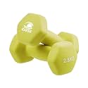 KAKSS Neoprene Dumbbells Set, 5kg (2 x 2.5kg), Green Hex Dumbbells with Easy-Grip Coated Finish, Cast Iron Hand Weights for Home Gym Equipment and Fitness Training for Women and Men