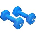 KAKSS Neoprene Dumbbells Set, 4kg (2 x 2kg), Ocean Blue Hex Dumbbells with Easy-Grip Coated Finish, Cast Iron Hand Weights for Home Gym Equipment and Fitness Training for Women and Men