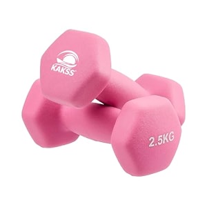 kakss neoprene dumbbells set 5kg 2 x 25kg pink hex dumbbells with easy-grip coated finish cast iron hand weights for home gym equipment and fitness training for women and men