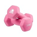 KAKSS Neoprene Dumbbells Set, 5kg (2 x 2.5kg), Pink Hex Dumbbells with Easy-Grip Coated Finish, Cast Iron Hand Weights for Home Gym Equipment and Fitness Training for Women and Men