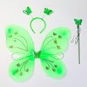 Kaku Fancy Dresses Kid Net/Polyester Green Butterfly Wings -Green|Free Size|For Girls
