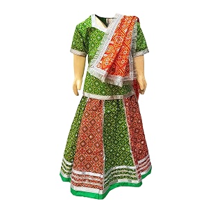 kaku fancy dresses indian state rajasthani folk dance farmer costume for kidslehenga choli dupatta farmer costume set -red 14-17 years for girls